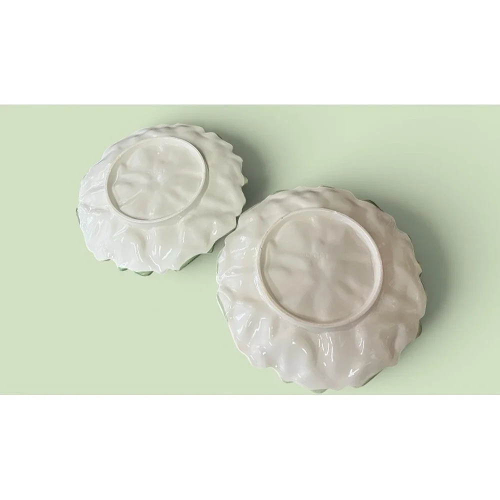 2 Fitz & Floyd Omnibus Poinsettia Christmas Dessert Snack Canape Plates Vintage